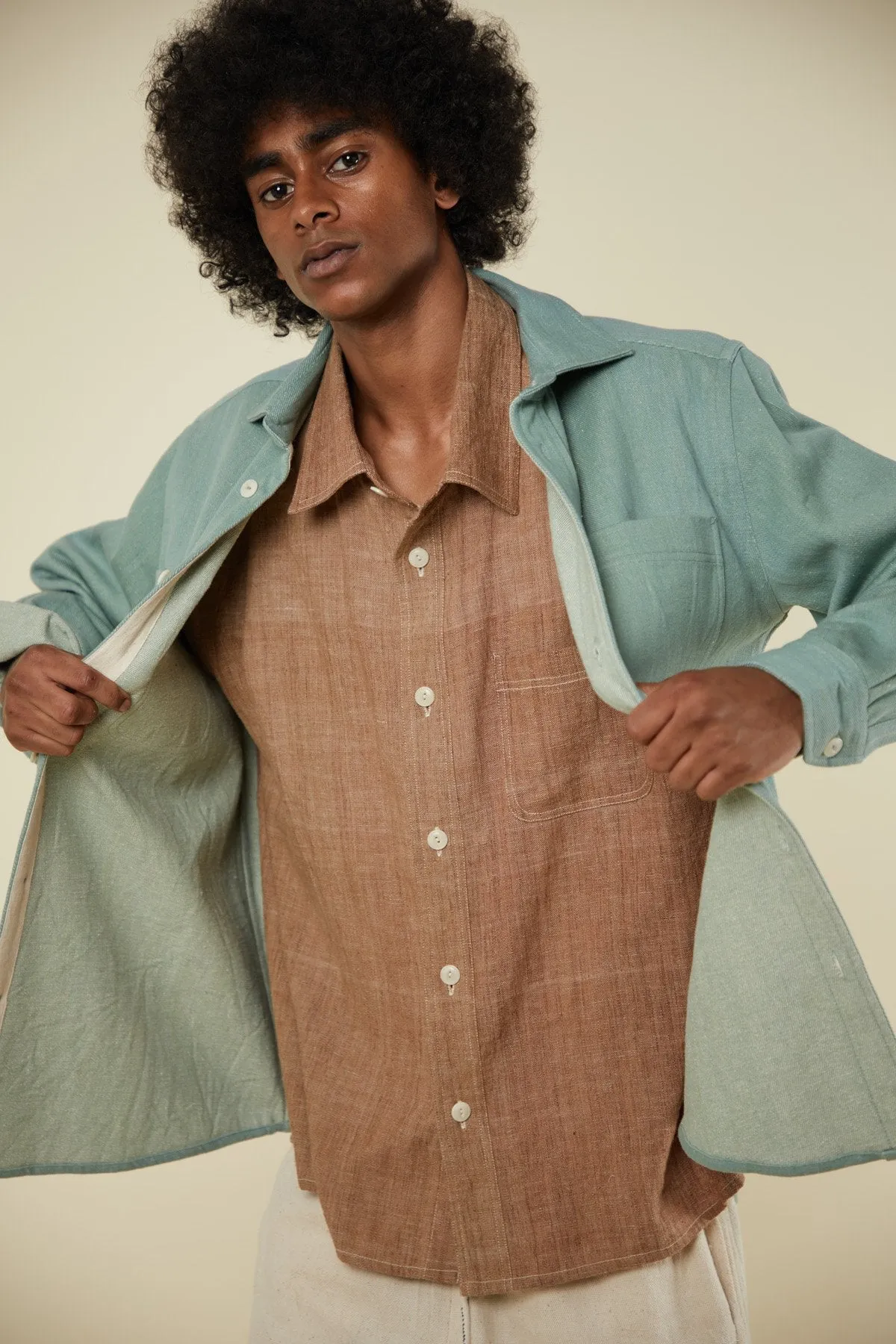 MARC SHIRT cutch/natural chambray sold by Indi and Ash