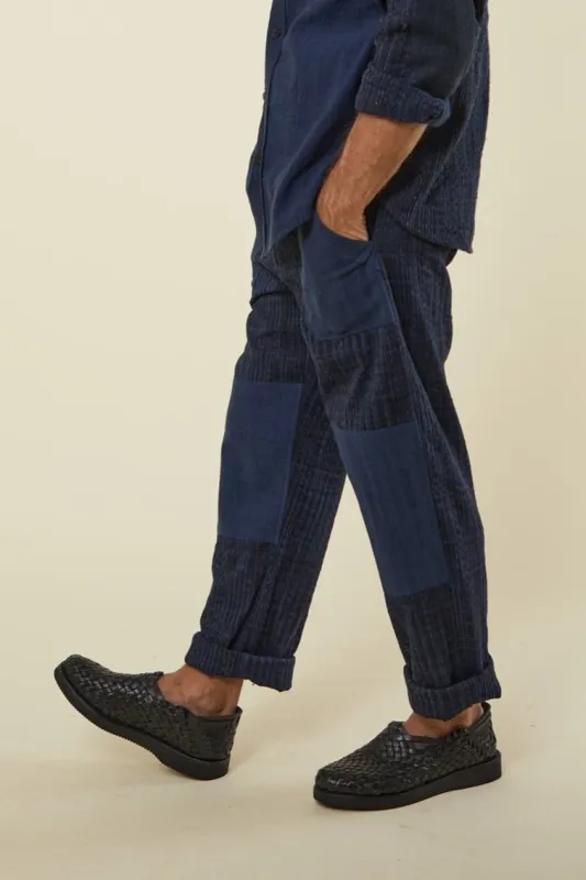 PATCHWORK ISAAC PANT iron/indigo made by Indi and Ash