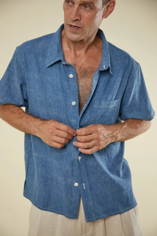 MARC SHIRT indigo/natural chambray made by Indi and Ash
