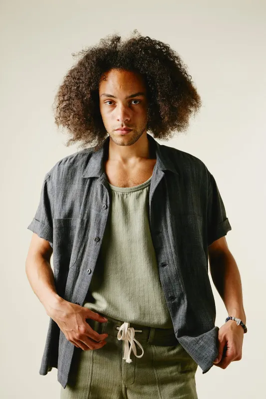 LAKE CAMP SHIRT iron/indigo made by Indi and Ash