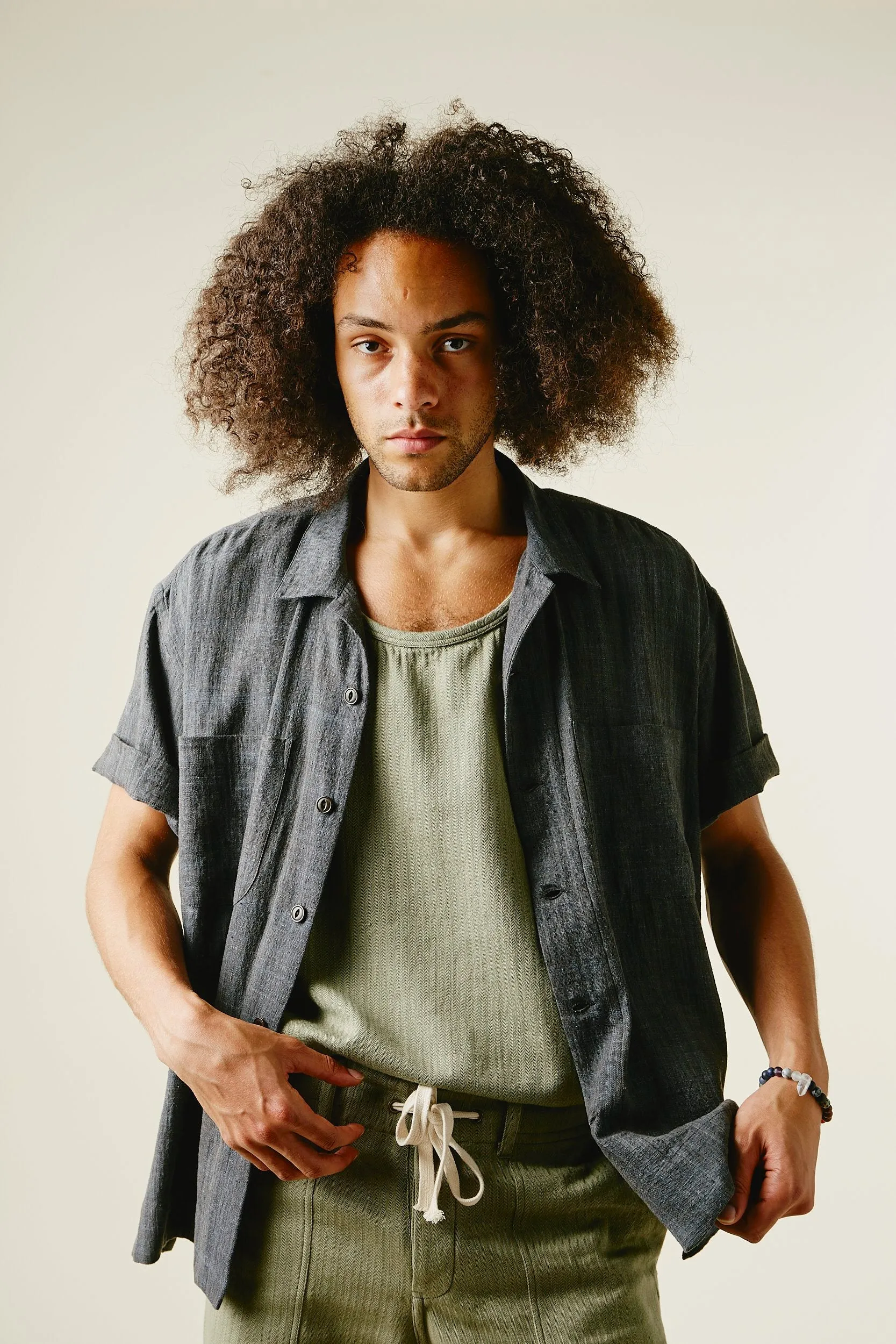 LAKE CAMP SHIRT iron/indigo sold by Indi and Ash