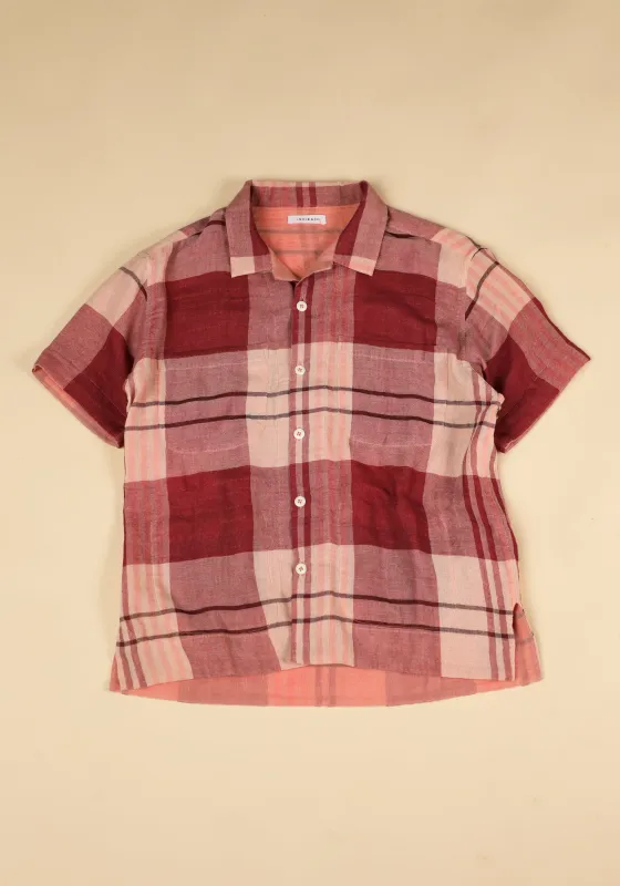 REVERSIBLE LAKE CAMP OVERSHIRT sappanwood big plaid made by Indi and Ash