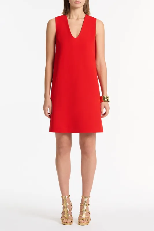 RED CREPE SCOOP NECK SHIFT DRESS sold by Carla Zampatti