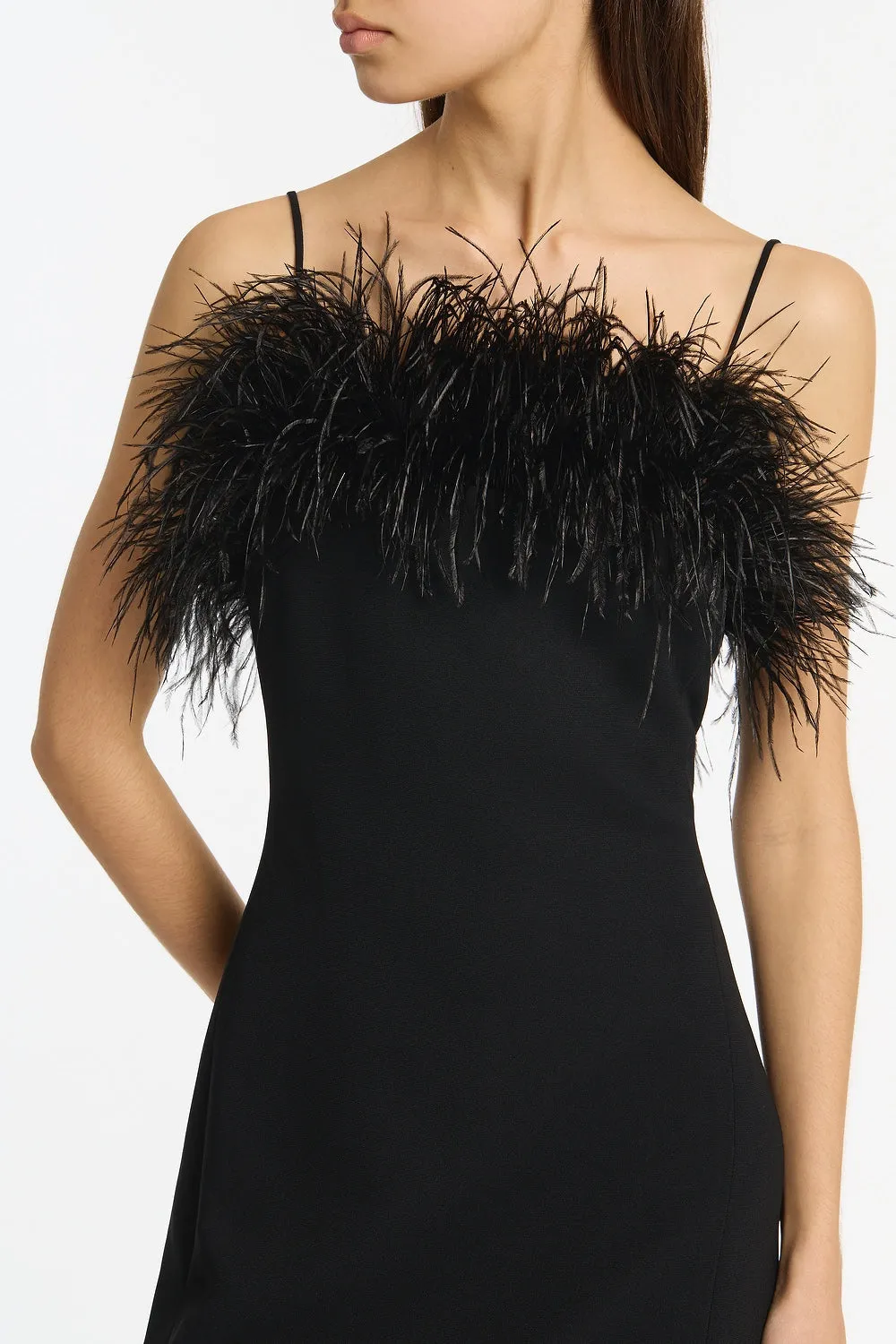 BLACK CREPE FEATHER MAXI DRESS sold by Carla Zampatti product image thumbnail 4