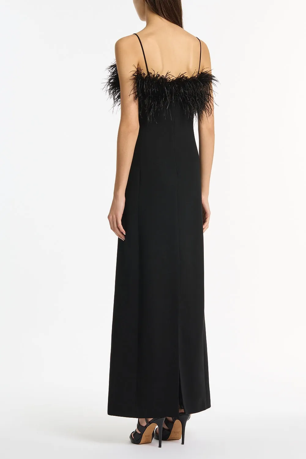 BLACK CREPE FEATHER MAXI DRESS sold by Carla Zampatti product image thumbnail 3