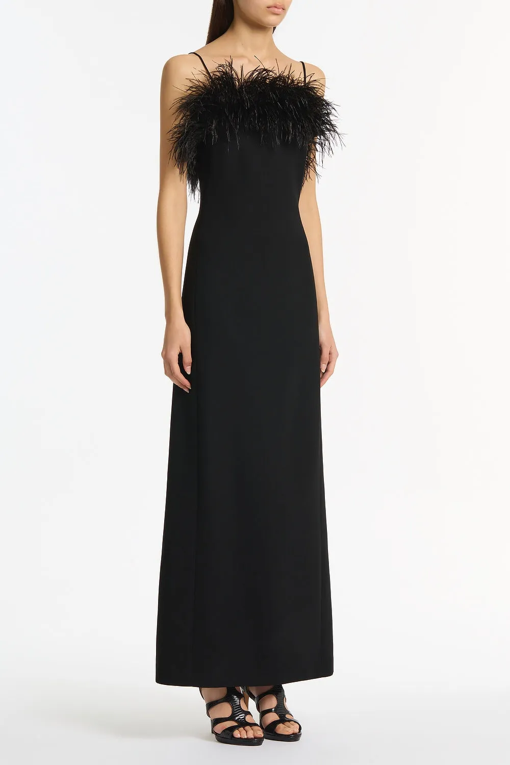 BLACK CREPE FEATHER MAXI DRESS sold by Carla Zampatti product image thumbnail 2