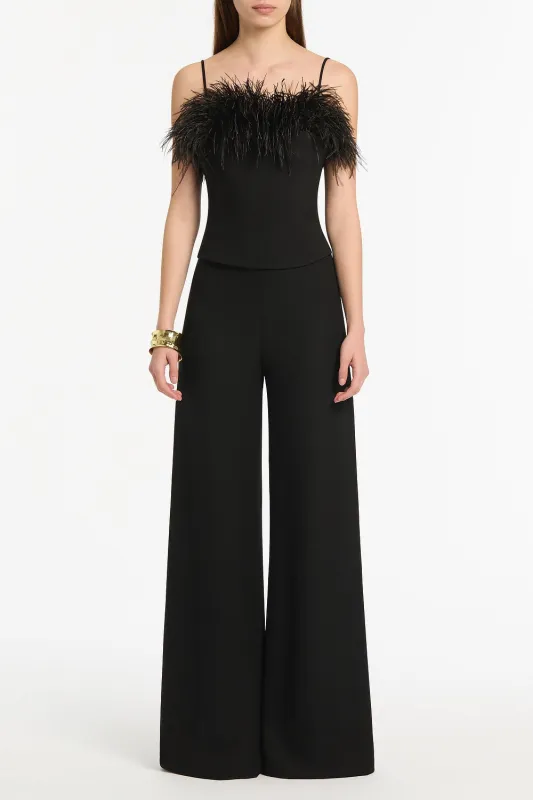 BLACK CREPE FEATHER TOP sold by Carla Zampatti