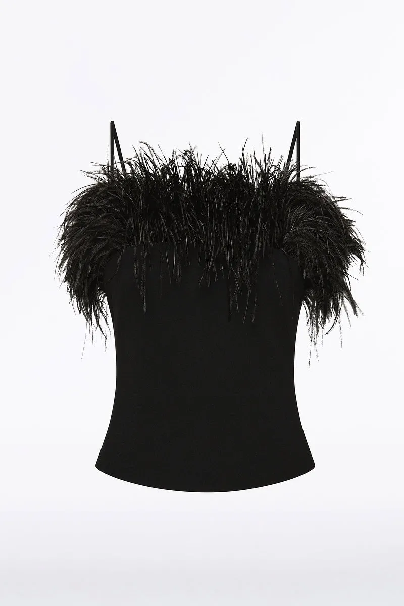BLACK CREPE FEATHER TOP sold by Carla Zampatti product image thumbnail 5