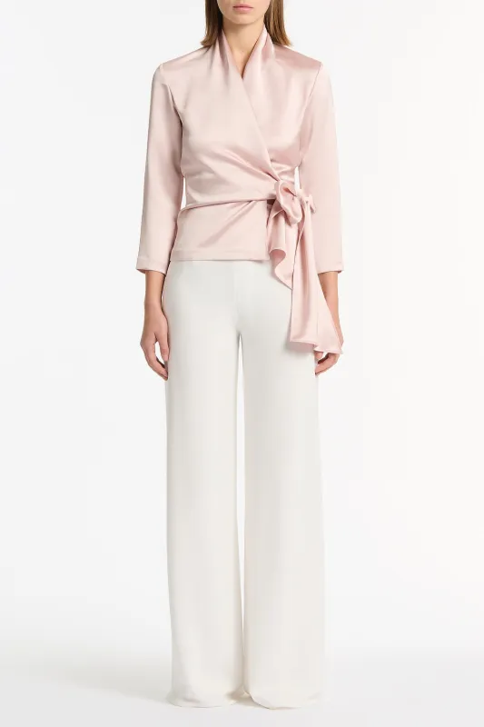 BLUSH LUSTRE SATIN WRAP TOP sold by Carla Zampatti