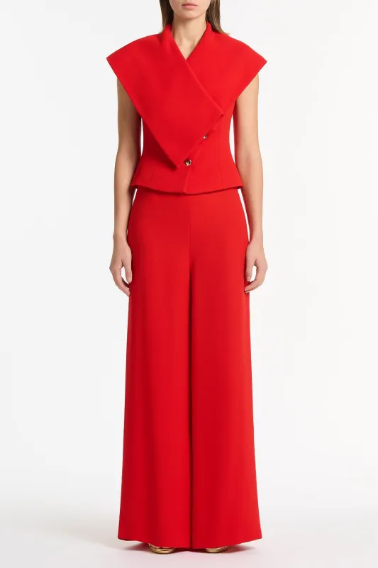 RED CREPE WRAP SLEEVELESS JACKET sold by Carla Zampatti