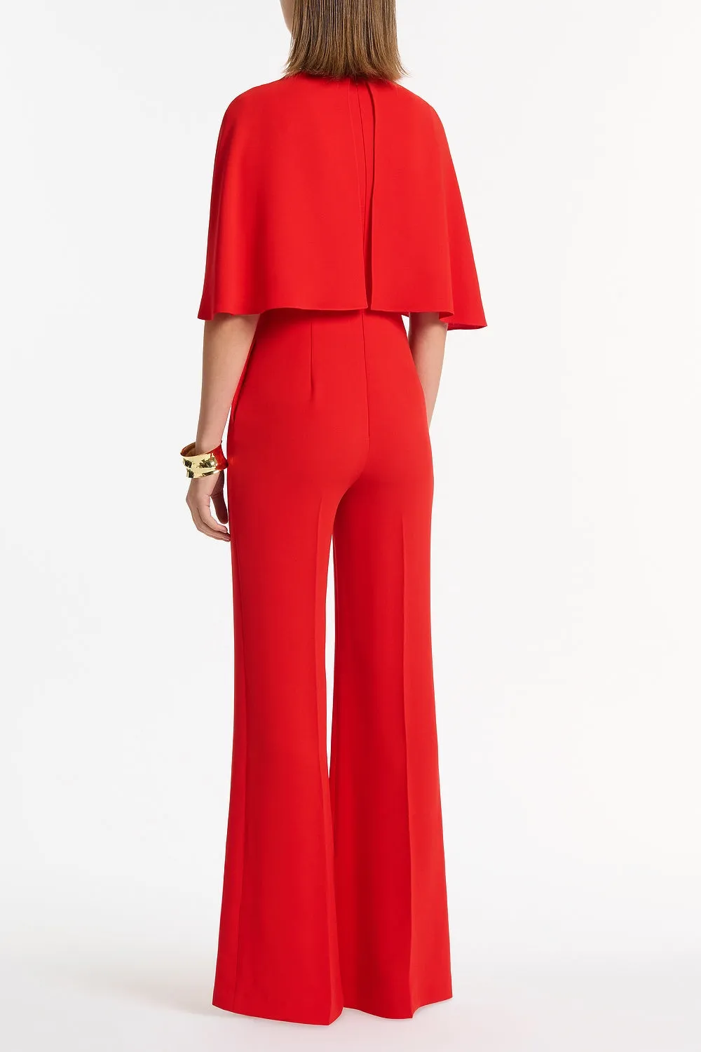 RED CREPE TUCK FRONT CAPE JUMPSUIT sold by Carla Zampatti product image thumbnail 3