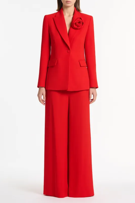 RED CREPE PALAZZO PANT sold by Carla Zampatti