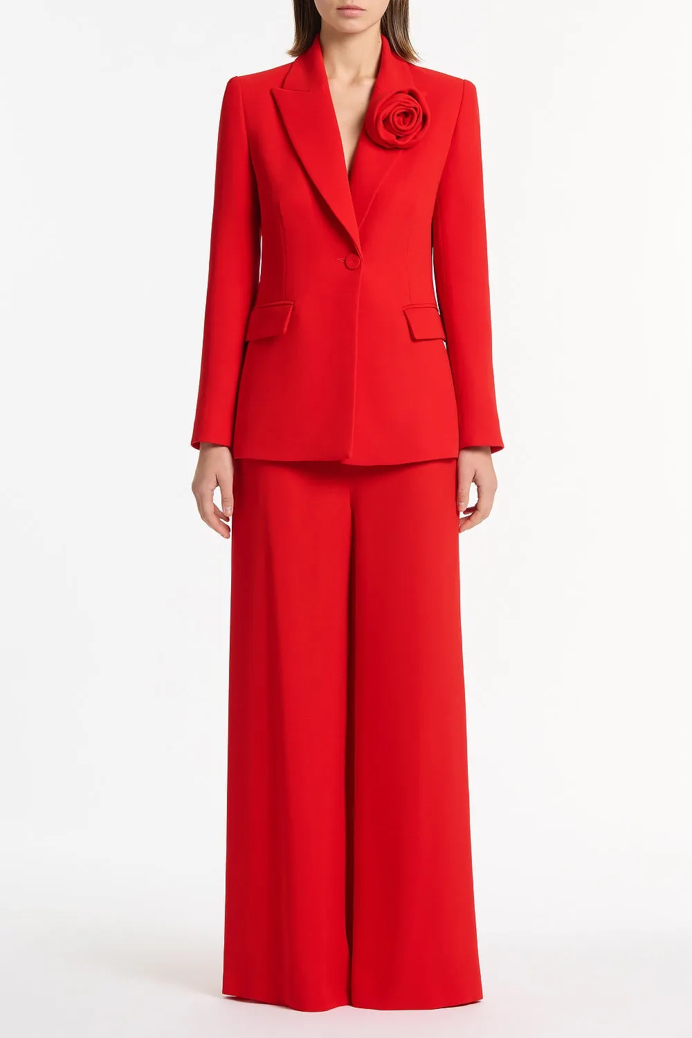 RED CREPE PALAZZO PANT sold by Carla Zampatti