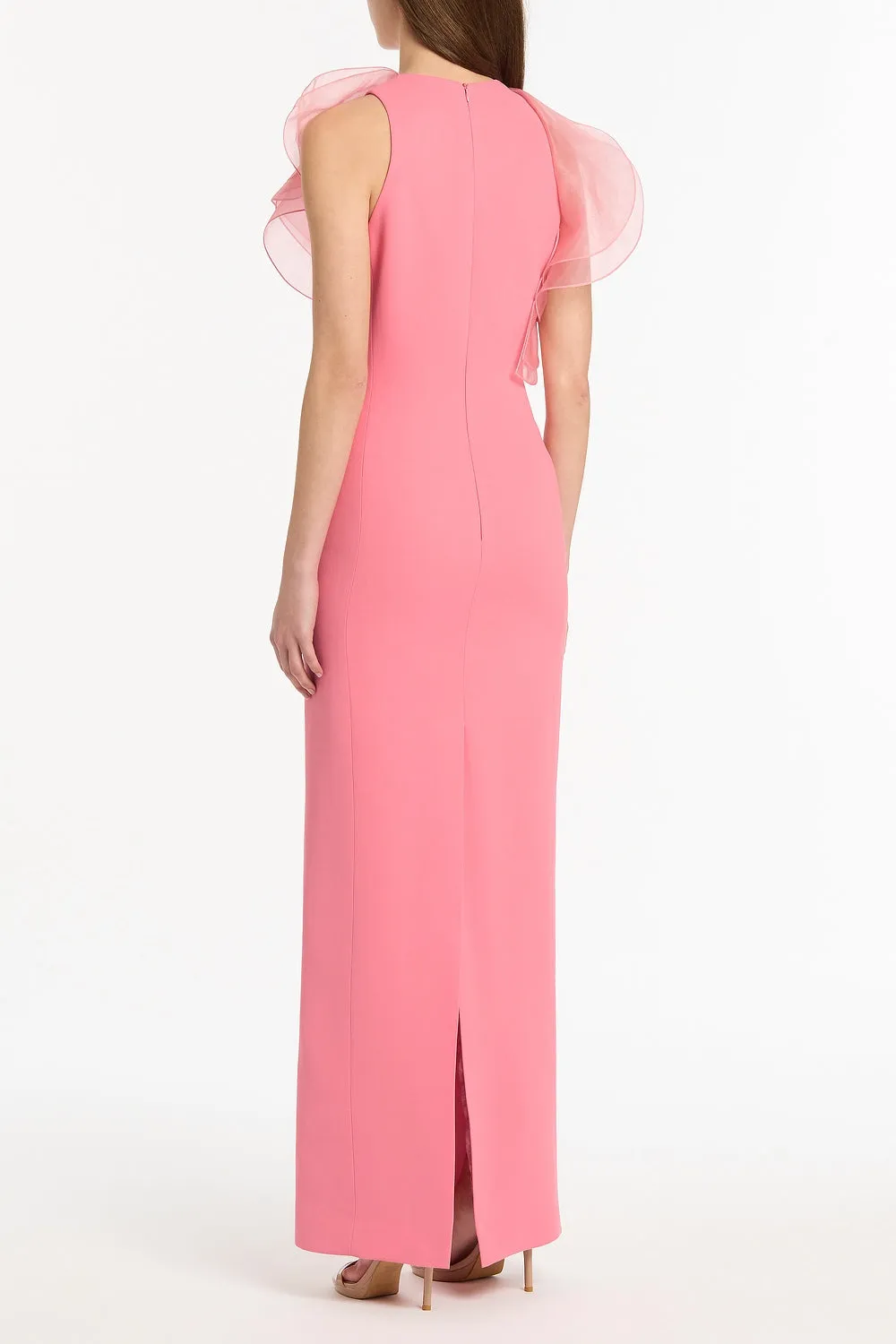 ROSE PINK CREPE RUFFLE FRONT GOWN sold by Carla Zampatti product image thumbnail 3