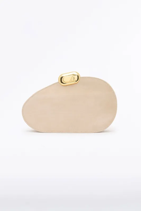 IVORY CZ OVAL SUEDE CLUTCH sold by Carla Zampatti