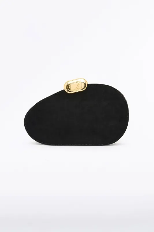 BLACK CZ OVAL SUEDE CLUTCH sold by Carla Zampatti