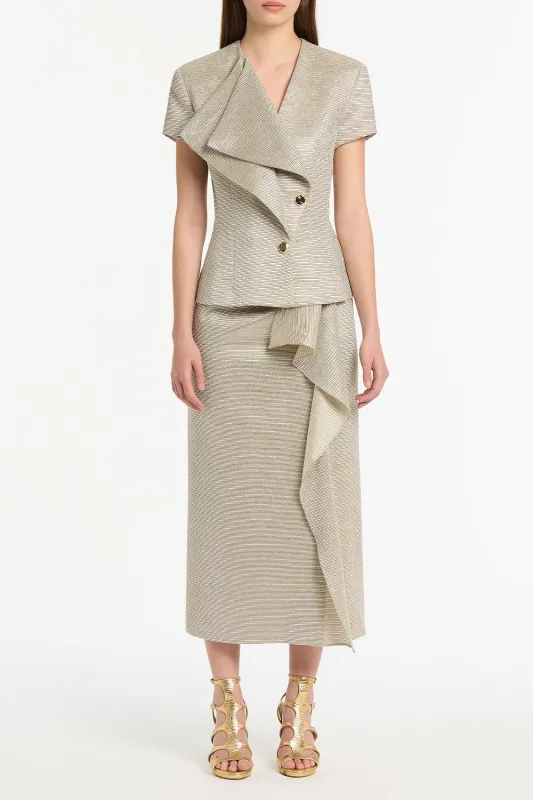 STRIPED GOLD DOUBLE-BREASTED VEST sold by Carla Zampatti