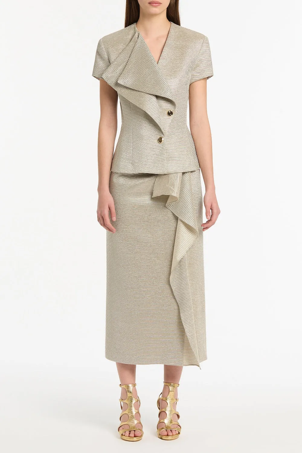 STRIPED GOLD DOUBLE-BREASTED VEST sold by Carla Zampatti