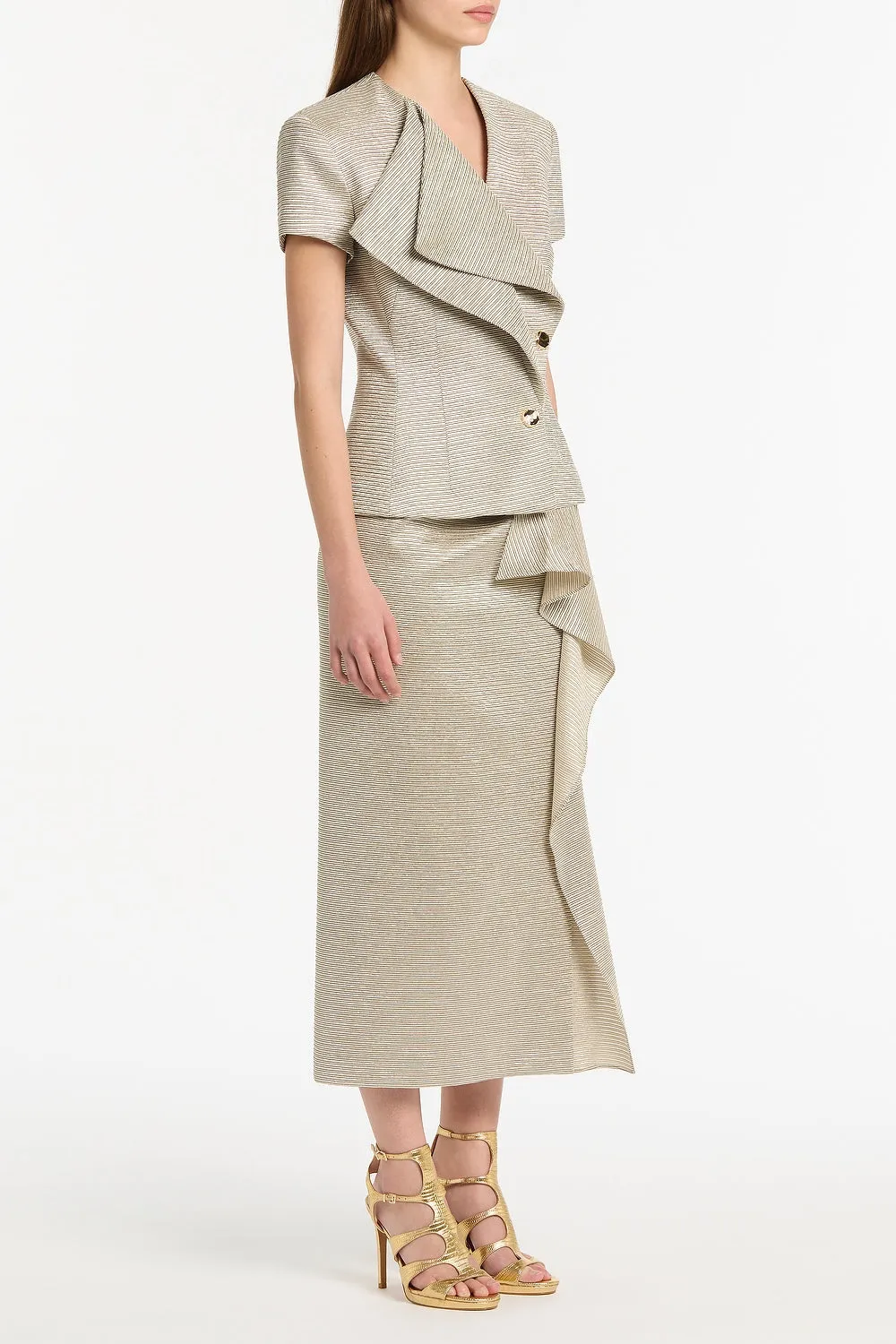 STRIPED GOLD DOUBLE-BREASTED VEST sold by Carla Zampatti product image thumbnail 2