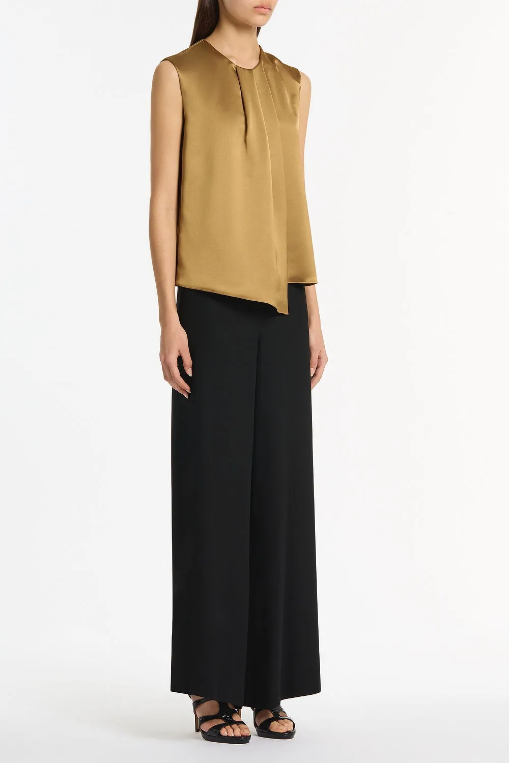 OLD GOLD LUSTRE SATIN TUCK FRONT TOP sold by Carla Zampatti product image thumbnail 2