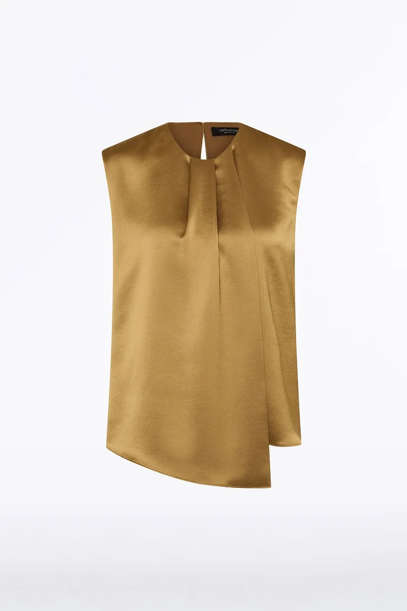 OLD GOLD LUSTRE SATIN TUCK FRONT TOP sold by Carla Zampatti product image thumbnail 4