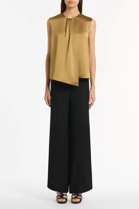 OLD GOLD LUSTRE SATIN TUCK FRONT TOP sold by Carla Zampatti