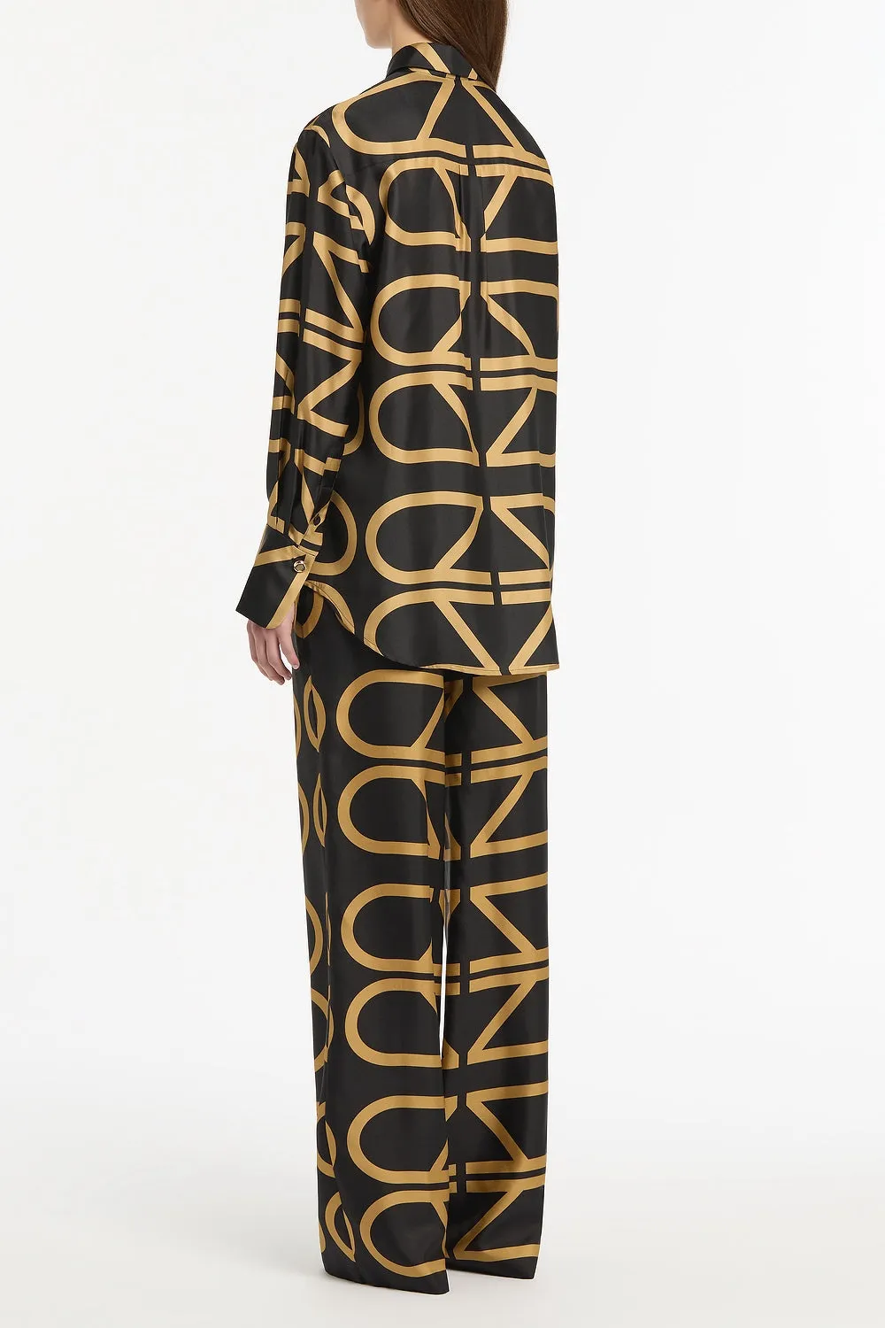 BLACK AND BRANDY GRID SILK TWILL ELASTIC PANT sold by Carla Zampatti product image thumbnail 3