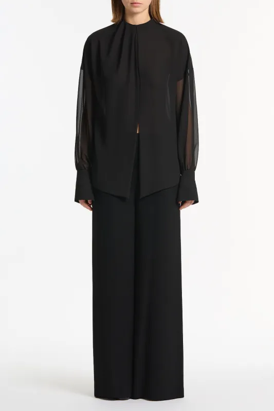 BLACK GEORGETTE DROP SLEEVE BLOUSE sold by Carla Zampatti