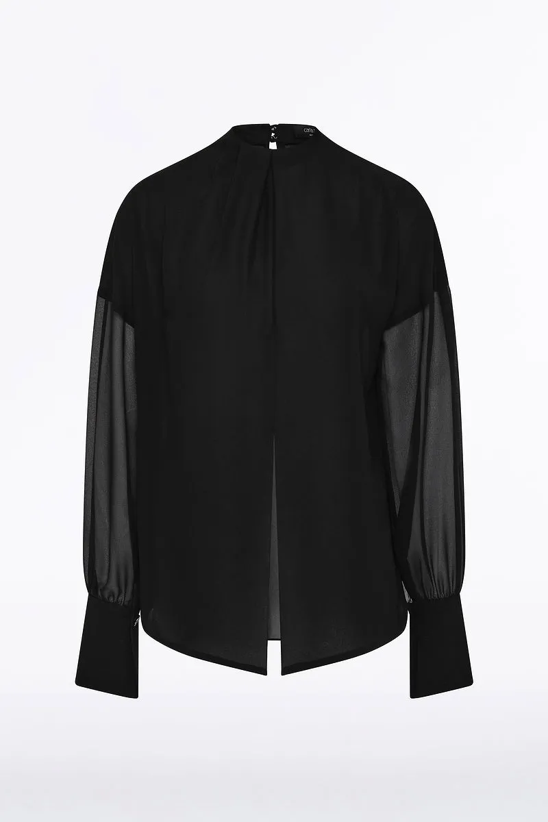 BLACK GEORGETTE DROP SLEEVE BLOUSE sold by Carla Zampatti product image thumbnail 4