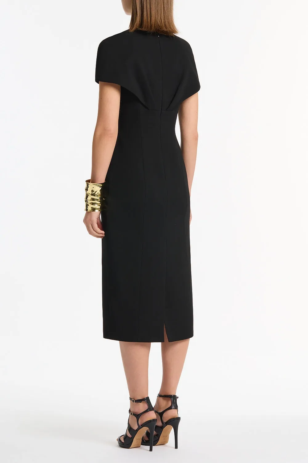 BLACK CREPE FRONT TUCK MIDI DRESS sold by Carla Zampatti product image thumbnail 3