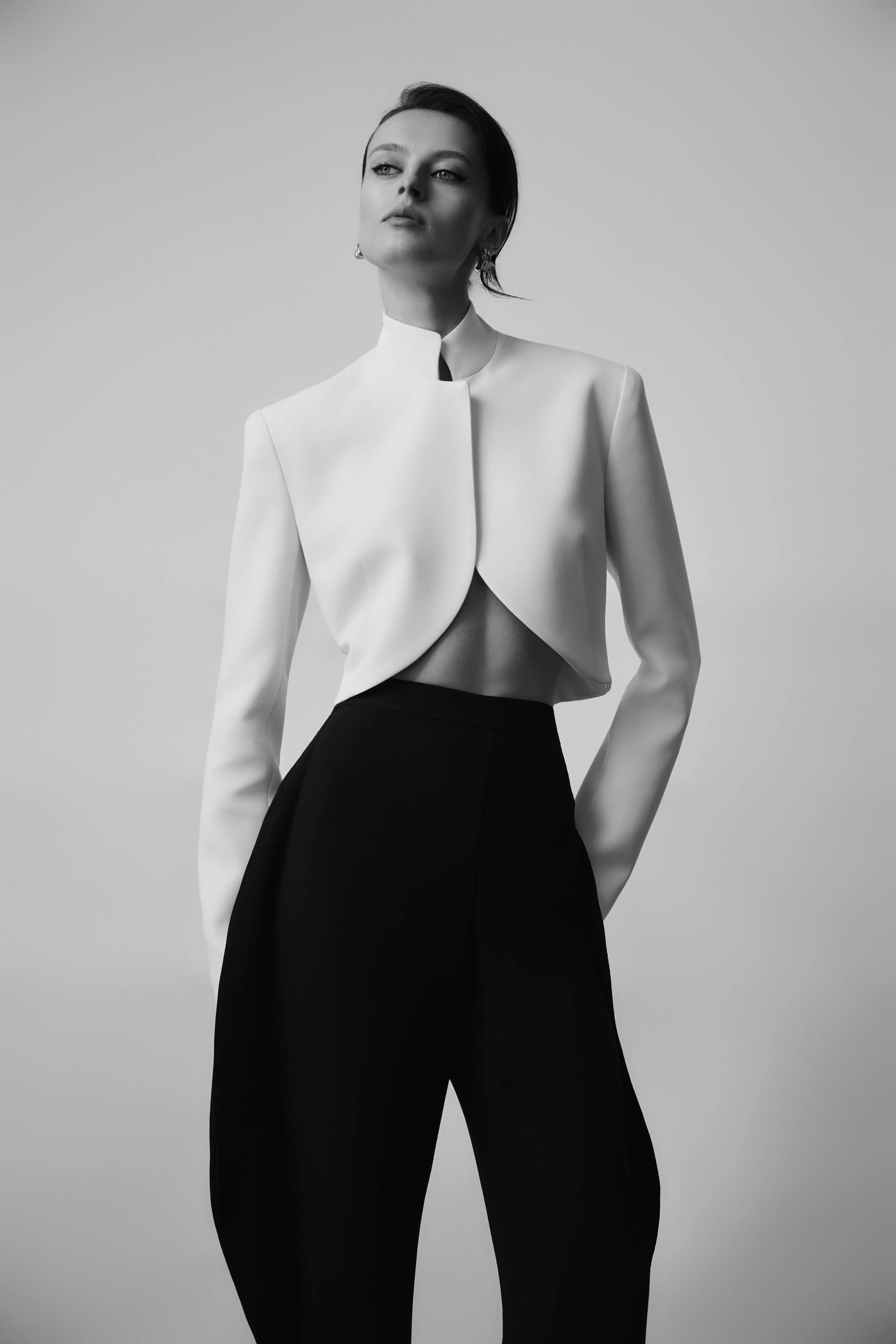 IVORY CREPE CROP JACKET sold by Carla Zampatti product image thumbnail 4