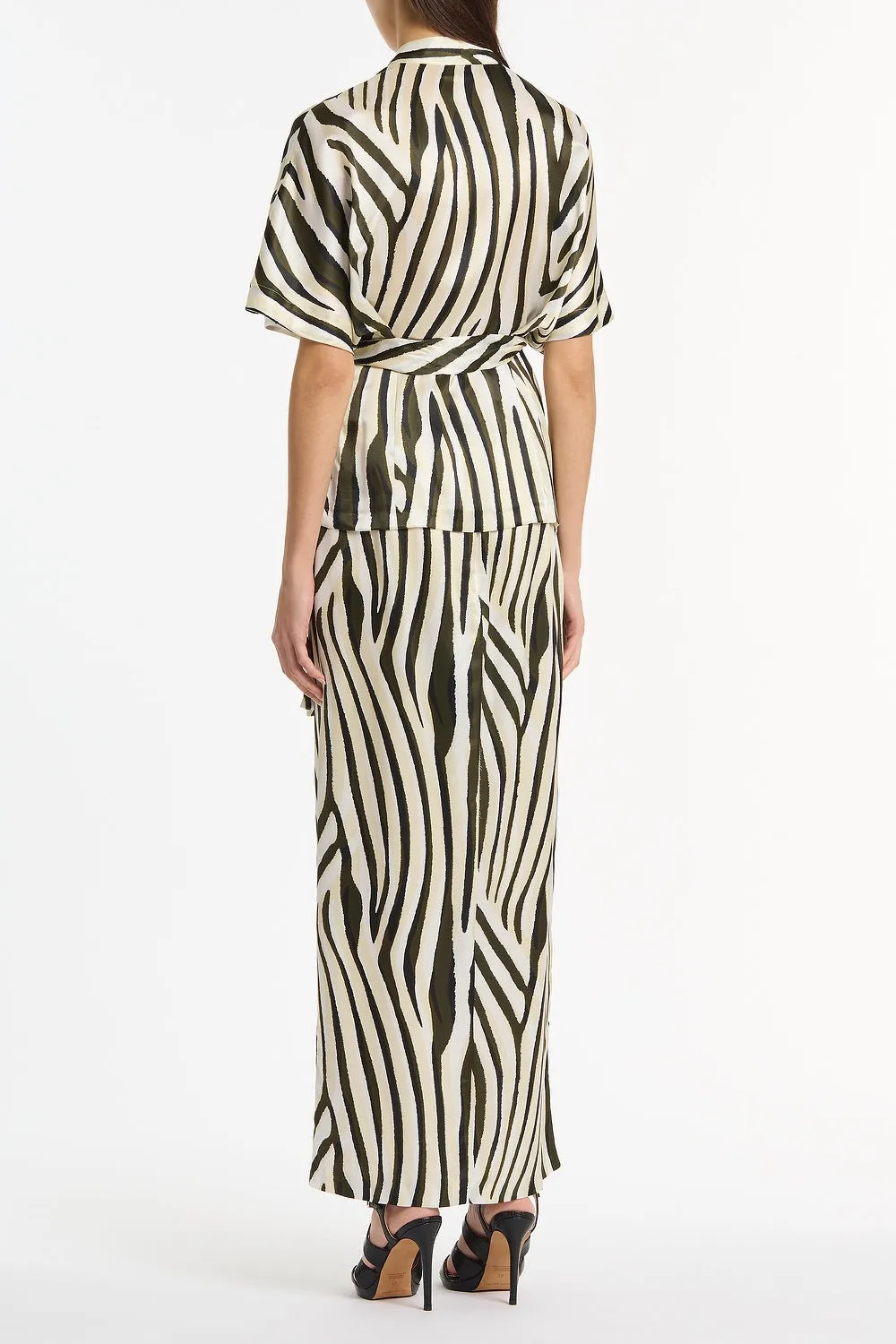 BOLD STRIPE PRINT TUCKED MAXI SKIRT sold by Carla Zampatti product image thumbnail 3