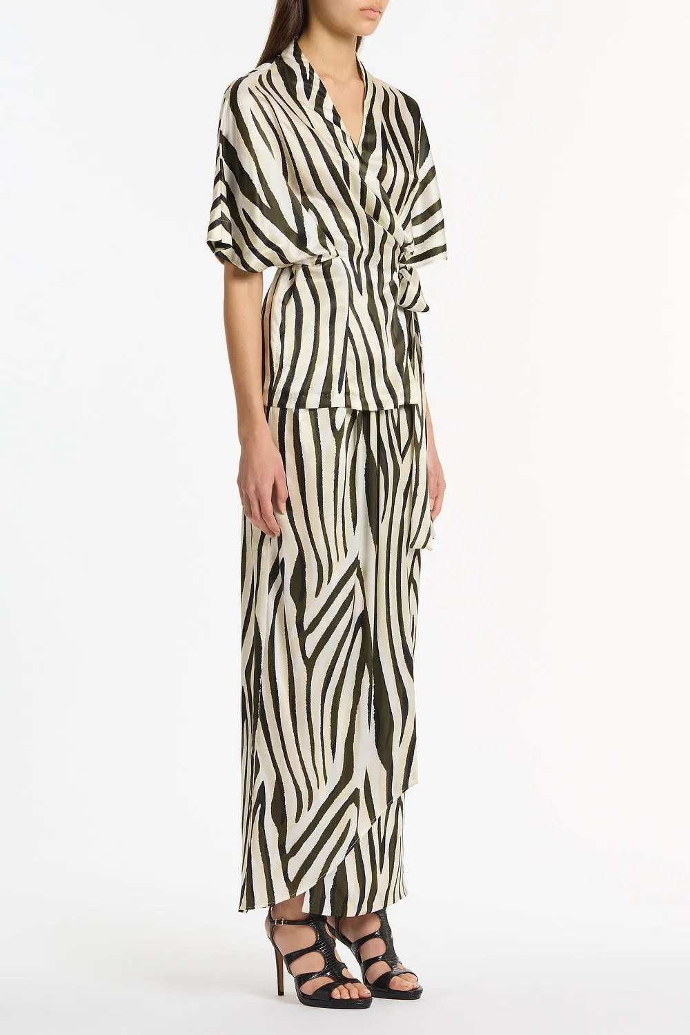 BOLD STRIPE PRINT TUCKED MAXI SKIRT sold by Carla Zampatti product image thumbnail 2