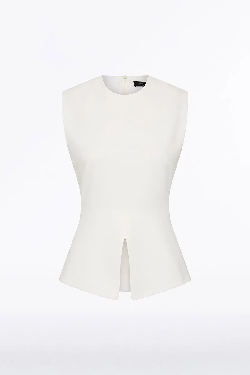 WHITE CREPE PEPLUM TOP sold by Carla Zampatti product image thumbnail 4