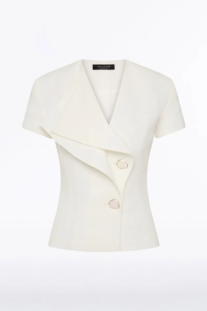 WHITE CREPE DOUBLE-BREASTED VEST sold by Carla Zampatti product image thumbnail 4