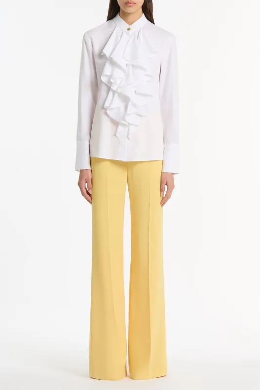 WHITE COTTON FRILL FRONT SHIRT sold by Carla Zampatti