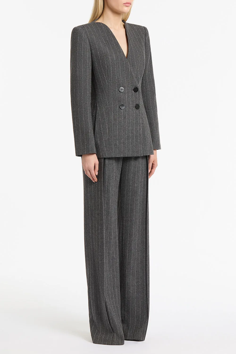 CHARCOAL ITALIAN WOOL PINSTRIPE BLAZER sold by Carla Zampatti product image thumbnail 3
