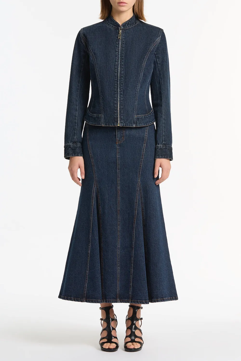 DARK INDIGO FITTED DENIM JACKET sold by Carla Zampatti