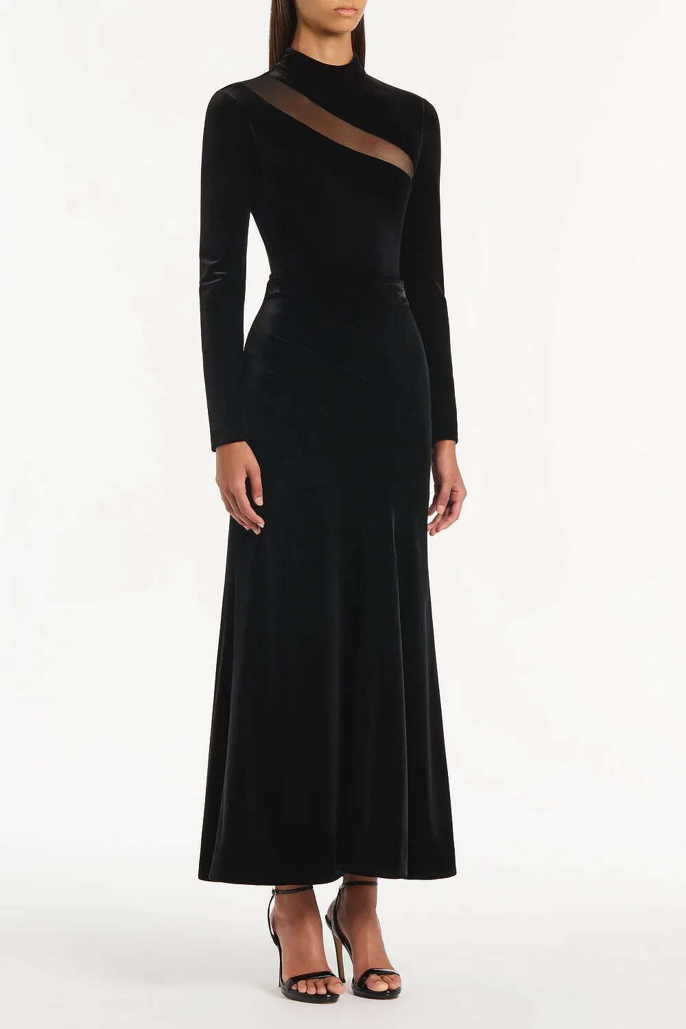 BLACK VELVET FLUTED PANEL SKIRT sold by Carla Zampatti product image thumbnail 3