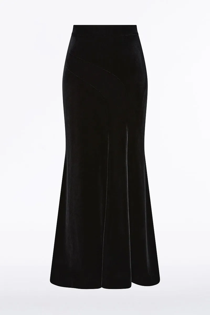 BLACK VELVET FLUTED PANEL SKIRT sold by Carla Zampatti product image thumbnail 5