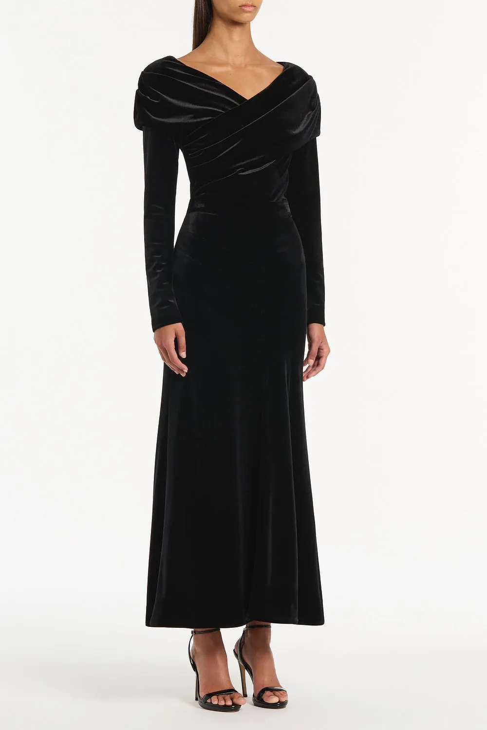 BLACK VELVET DRAPED SHOULDER TOP sold by Carla Zampatti product image thumbnail 3