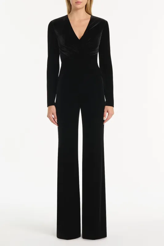 BLACK VELVET TUCK FRONT JUMPSUIT sold by Carla Zampatti
