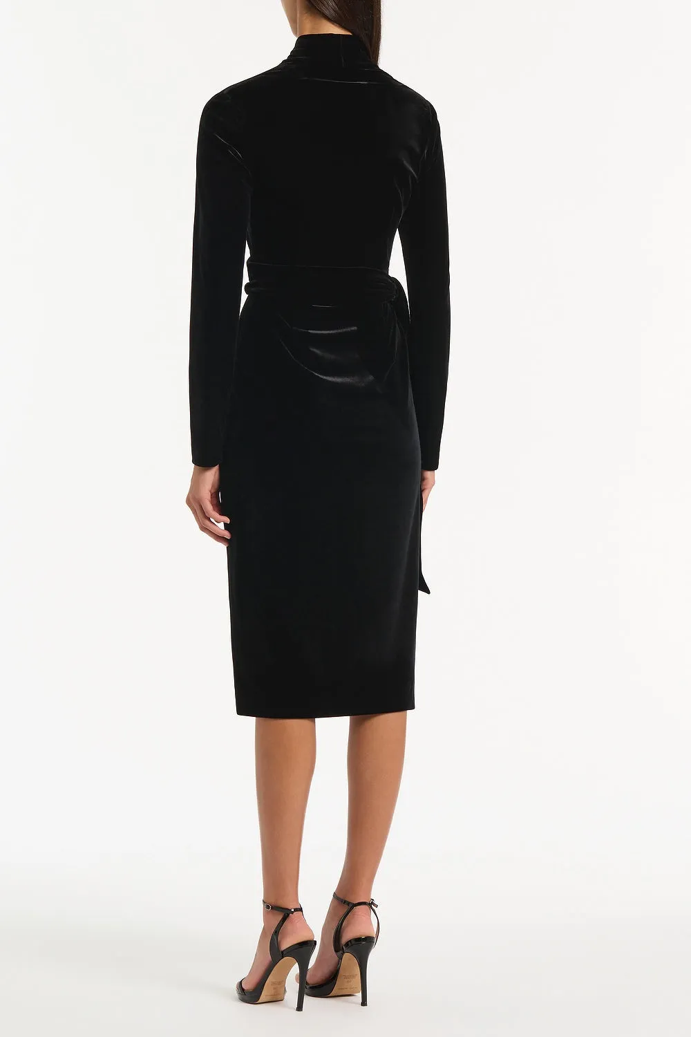 BLACK VELVET TIE FRONT MIDI DRESS sold by Carla Zampatti product image thumbnail 2