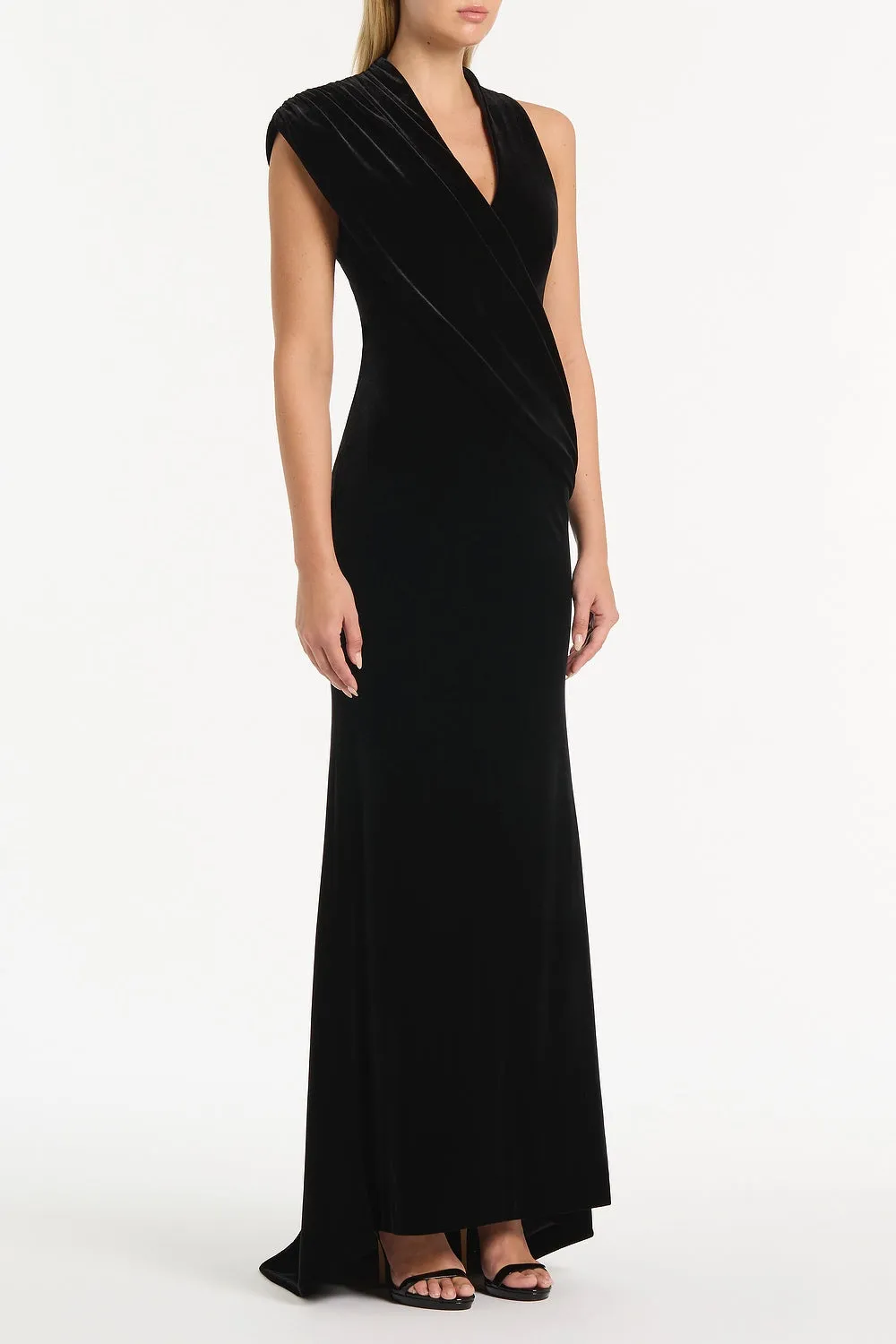 BLACK VELVET DRAPED GOWN sold by Carla Zampatti product image thumbnail 3