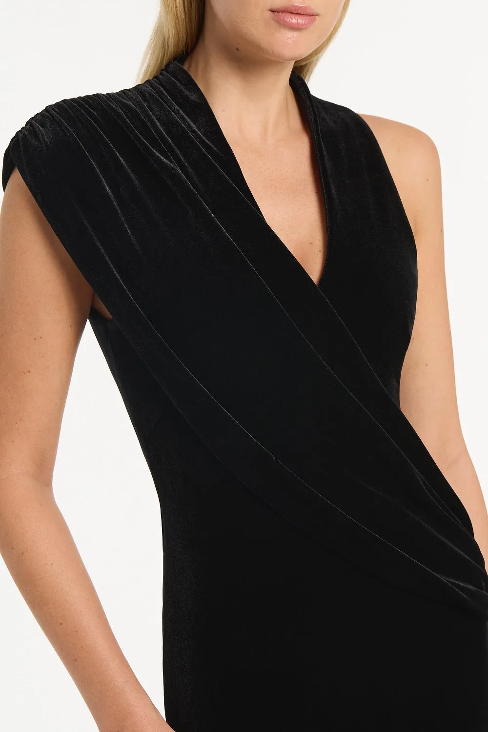 BLACK VELVET DRAPED GOWN sold by Carla Zampatti product image thumbnail 4