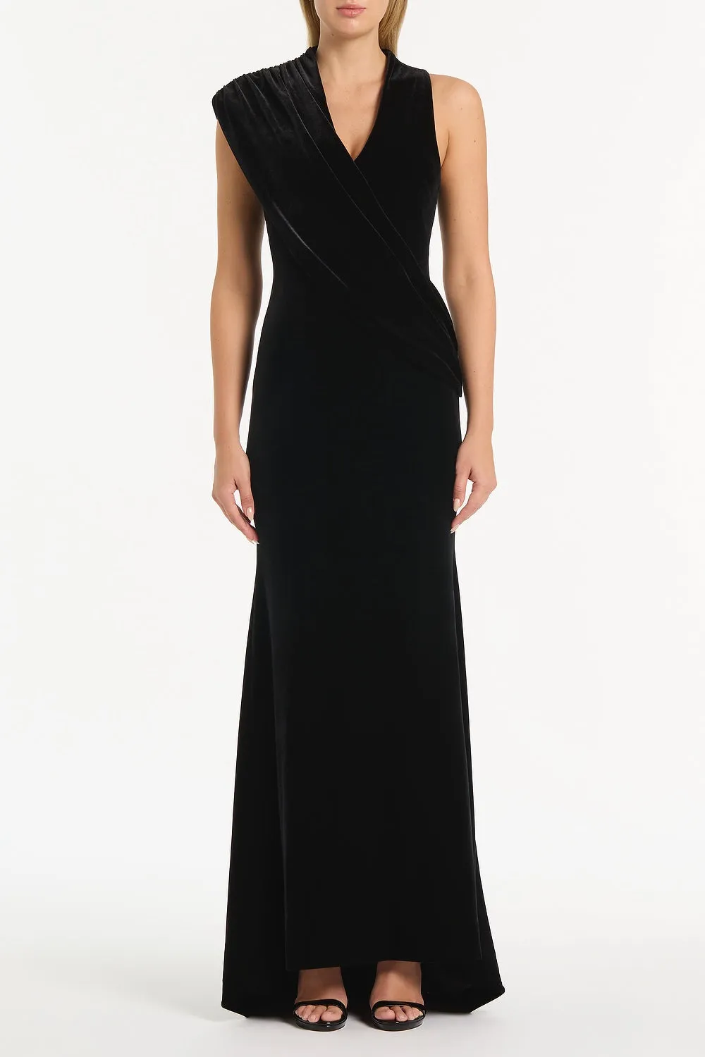 BLACK VELVET DRAPED GOWN sold by Carla Zampatti
