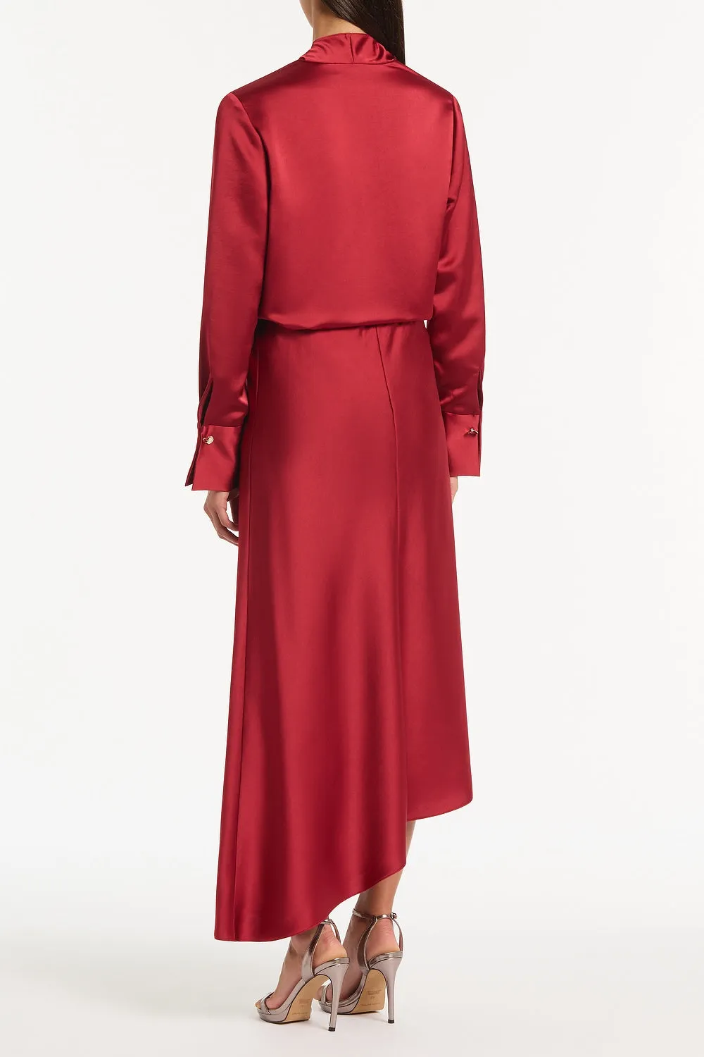 RIO RED SATIN ASYMMETRIC BIAS SKIRT sold by Carla Zampatti product image thumbnail 2