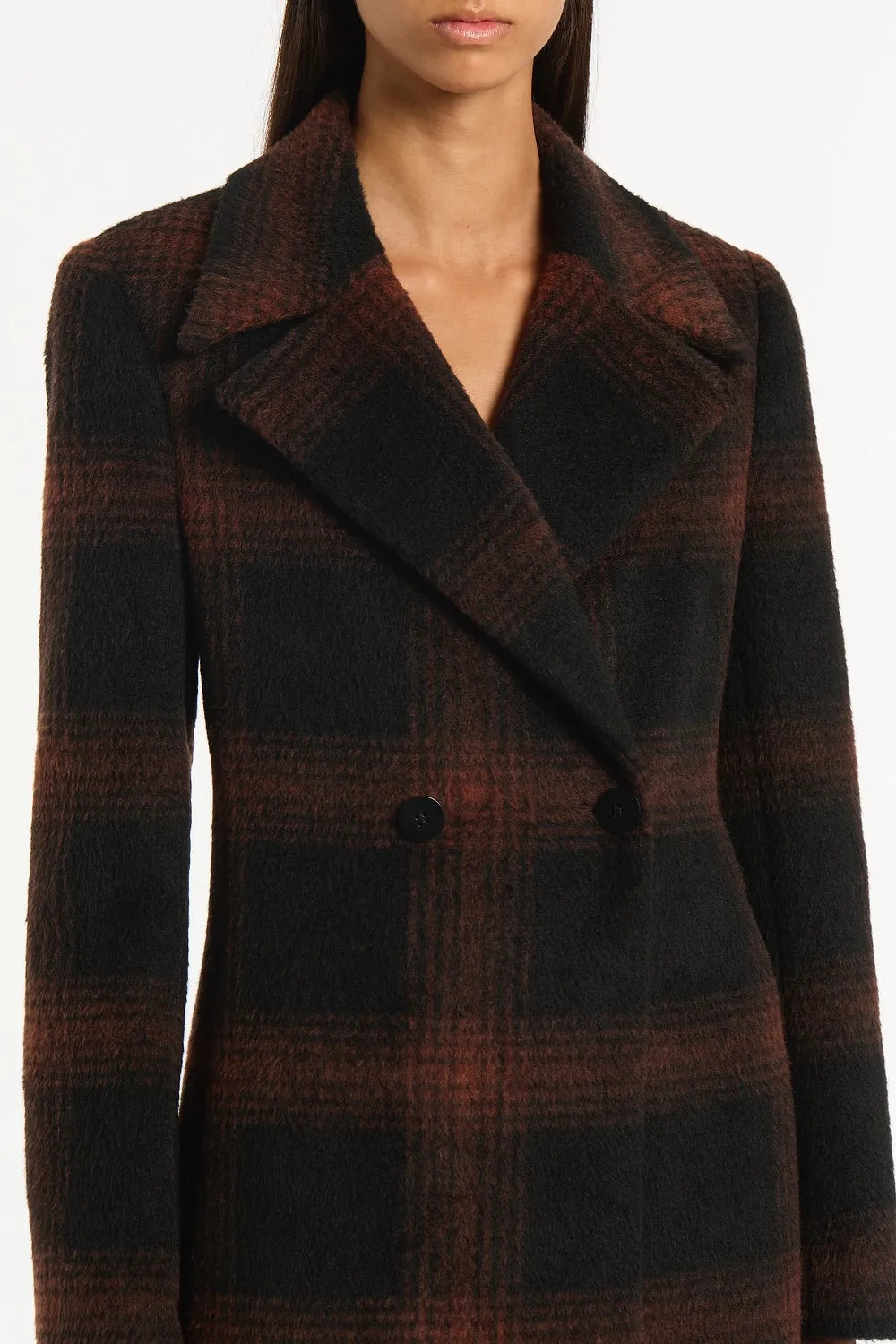 COCOA WOOL CHECK COAT sold by Carla Zampatti product image thumbnail 4