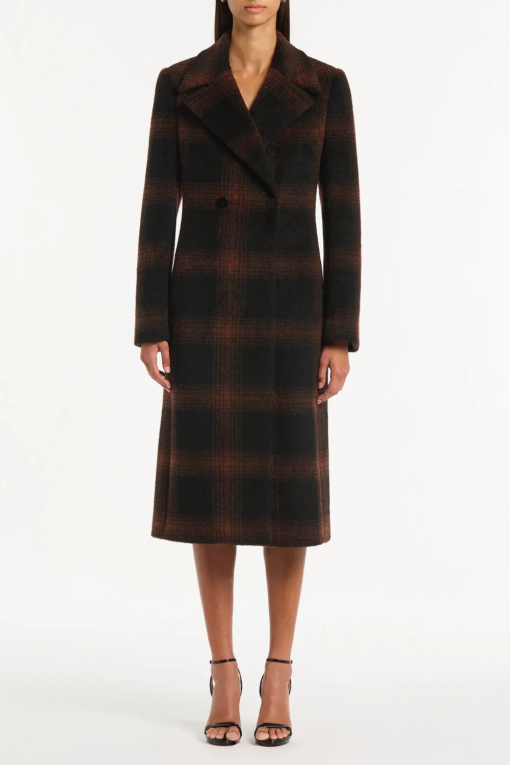 COCOA WOOL CHECK COAT sold by Carla Zampatti