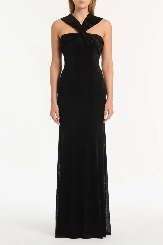 BLACK VELVET MESH GOWN sold by Carla Zampatti